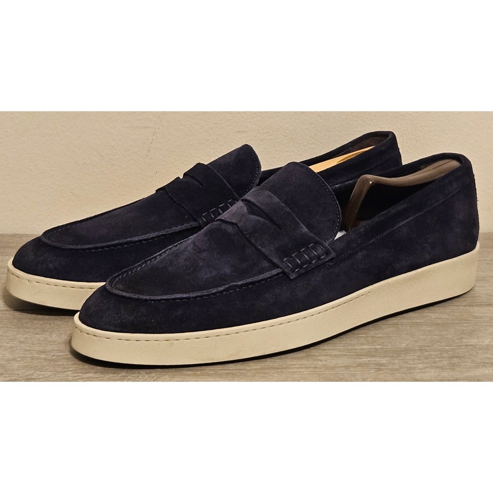 To Boot New York Adam Derrick Mens Navy Blue Suede Penny Loafers Size 15 Italy